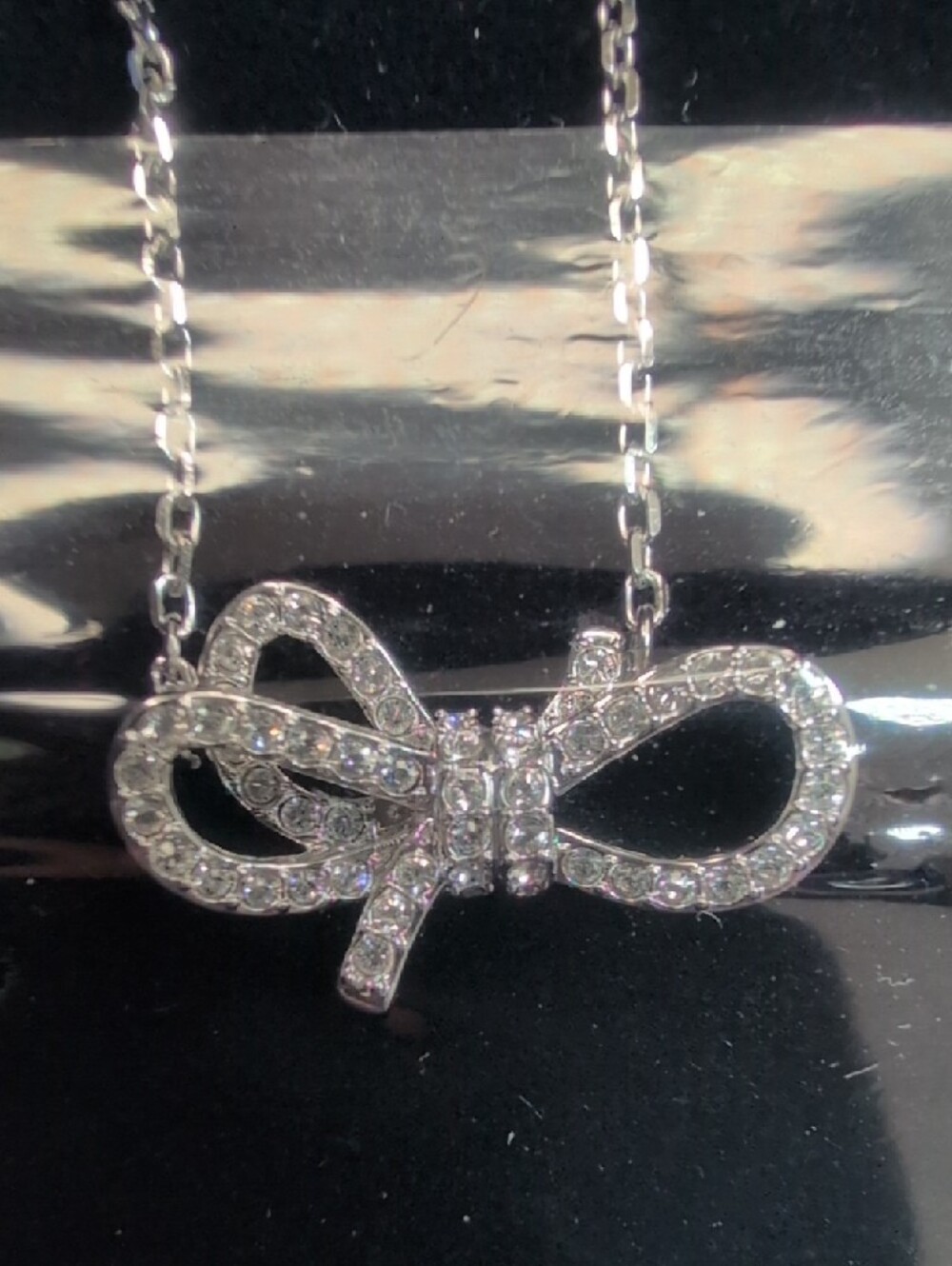 Swarovski Silver Crystal Lifelong Bow Necklace NWT - Picture 3 of 8